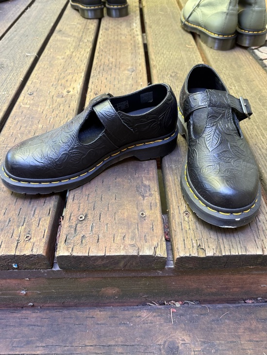 Dr. Martens Shoes - Dr. Martens Polley Floral Emboss T-strap Mary Jane UK7 US9 EUC discontinued
